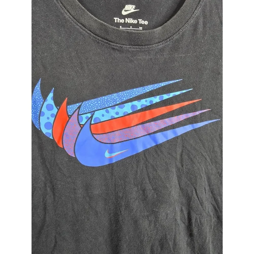 3/$25 Nike Graphic Tee Black Multicolor Swoosh Logo T-Shirt Mens Small